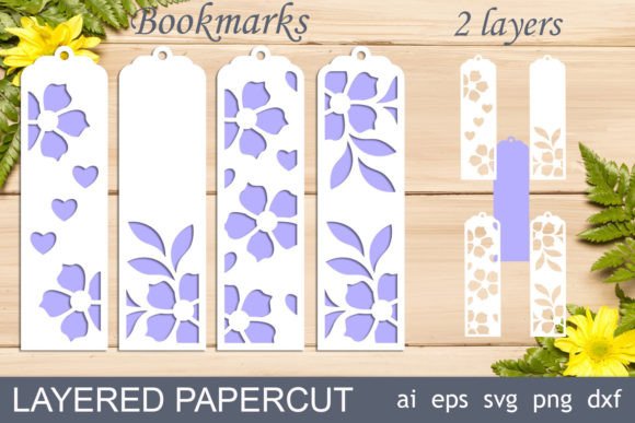 Bookmarks Flower Svg Papercut, Floral Review for Real Embroidery