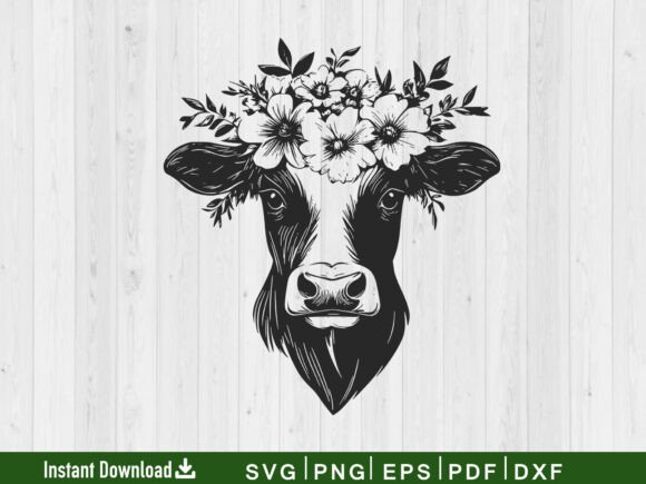 Cow Head Svg, Farm Floral Animal Vector Review
