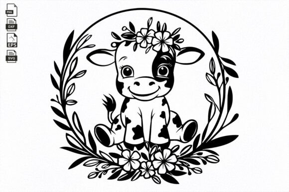 Floral Baby Cow Svg , Farm Animal Svg Review