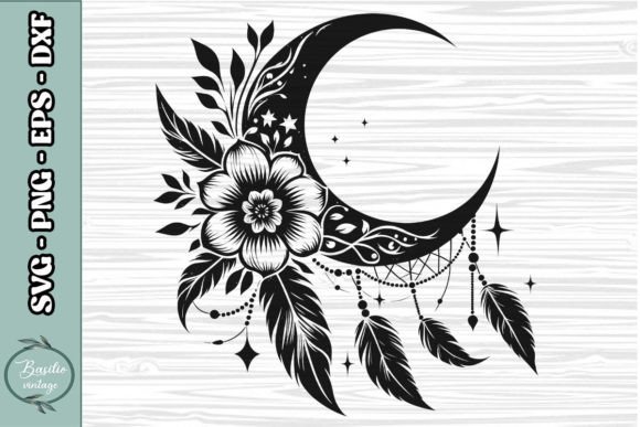 Floral Crescent Moon SVG Clipart 06: A Designer's Review