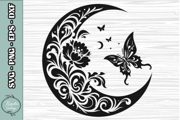 Floral Crescent Moon SVG Clipart 20: A Designer's Stitch Test