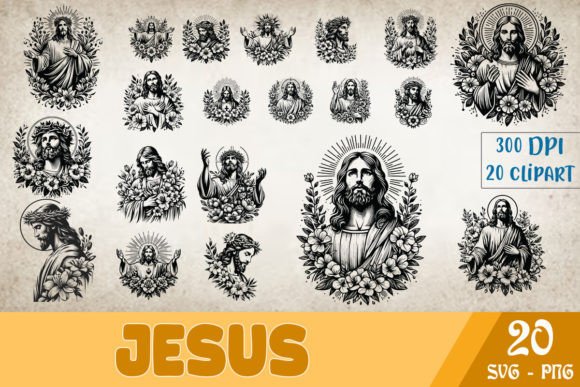 Floral Jesus Clipart SVG Bundle Review