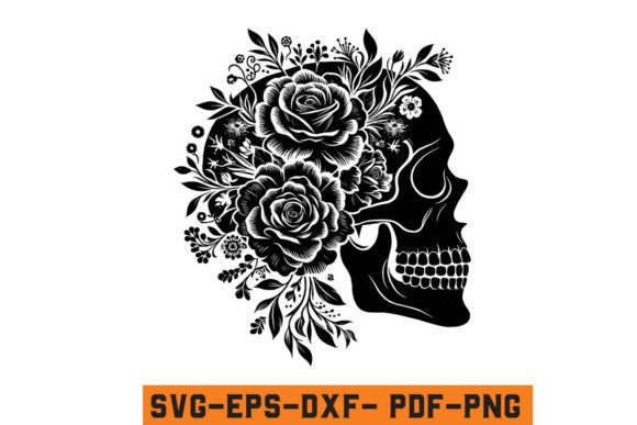 Floral Skull Head SVG Silhouette Vector Review