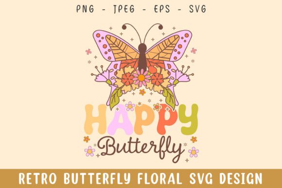 Happy Butterfly Floral Retro Design Svg Review