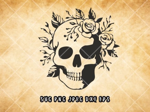 Minimal Floral Skull Silhouette SVG Review