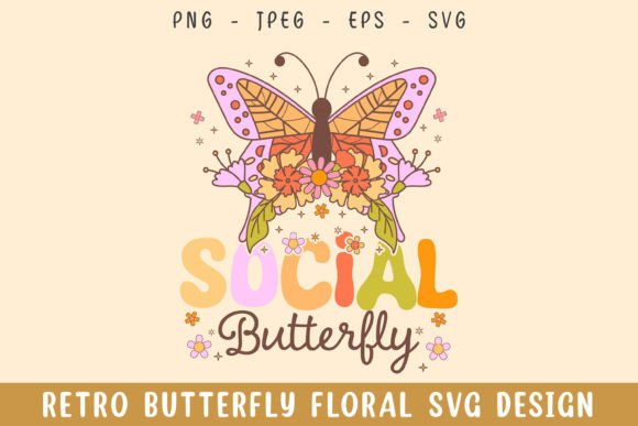 Social Butterfly Floral Retro Design Review