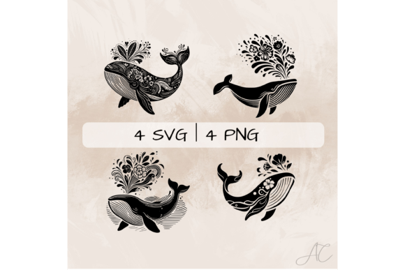 Whale SVG Bundle, Floral Whale PNG Review